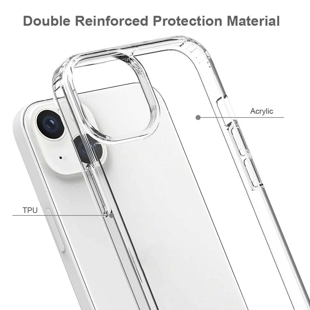 For iPhone 14 6.1 inch Mobile Phone Case Transparent Hard Acrylic Back + Soft TPU Edge Drop Protection Cover - 2