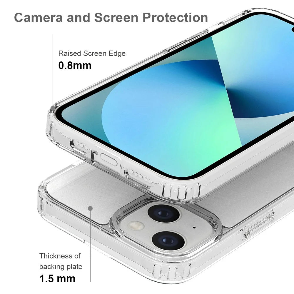 For iPhone 14 6.1 inch Mobile Phone Case Transparent Hard Acrylic Back + Soft TPU Edge Drop Protection Cover - 3