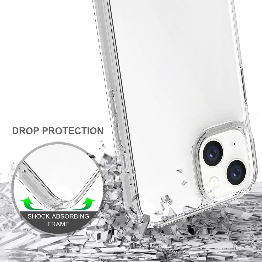 For iPhone 14 6.1 inch Mobile Phone Case Transparent Hard Acrylic Back + Soft TPU Edge Drop Protection Cover - 4