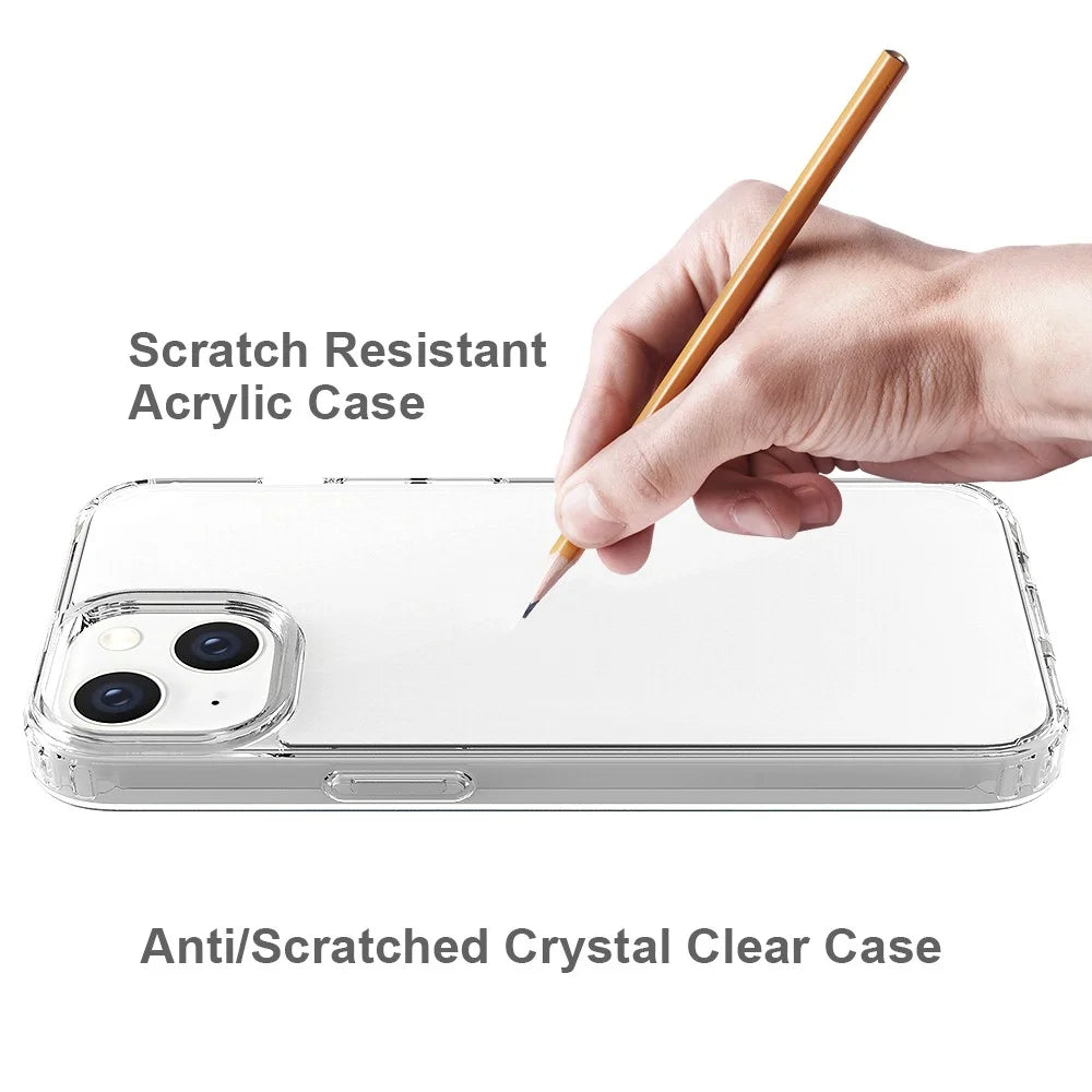 For iPhone 14 6.1 inch Mobile Phone Case Transparent Hard Acrylic Back + Soft TPU Edge Drop Protection Cover - 5