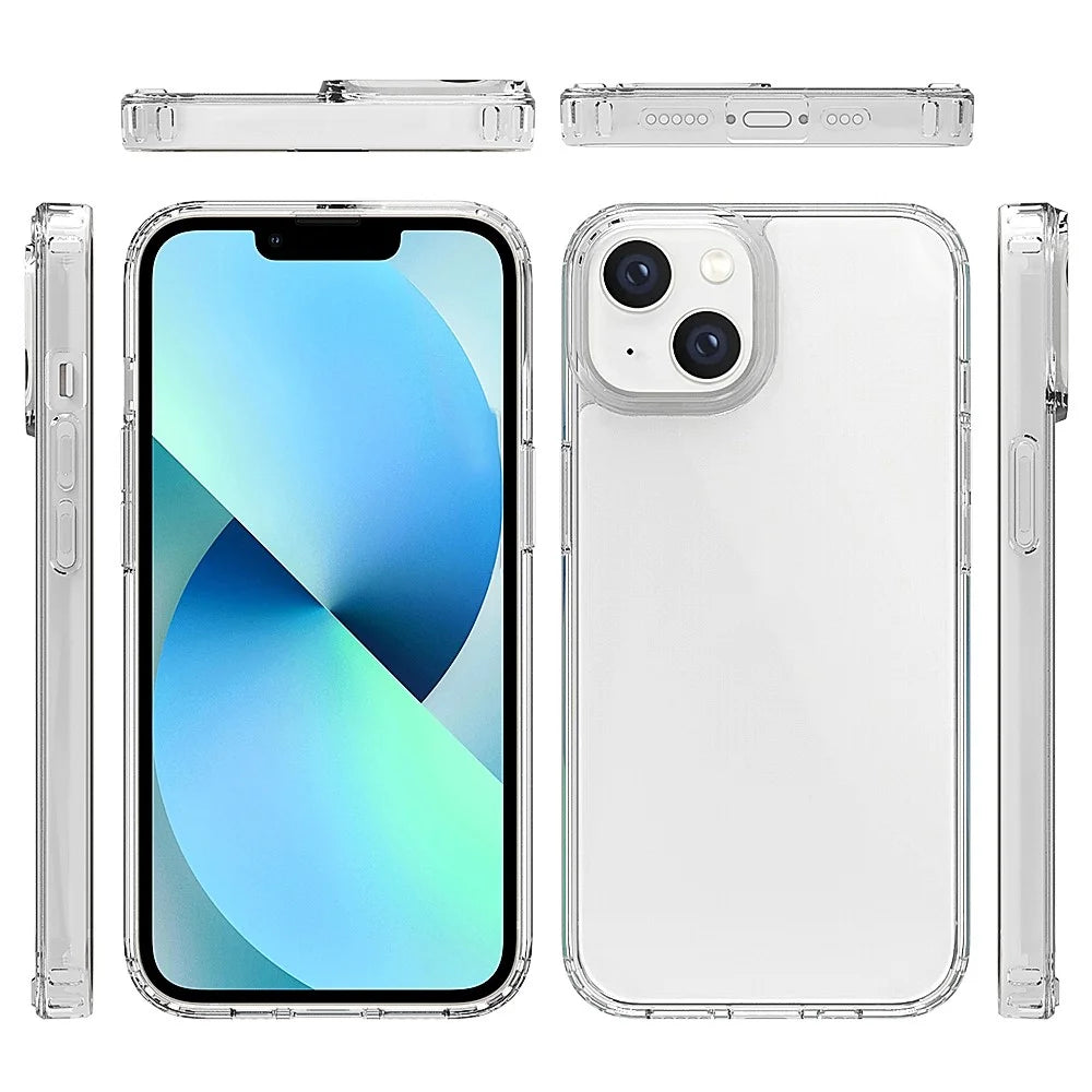 For iPhone 14 6.1 inch Mobile Phone Case Transparent Hard Acrylic Back + Soft TPU Edge Drop Protection Cover - 6