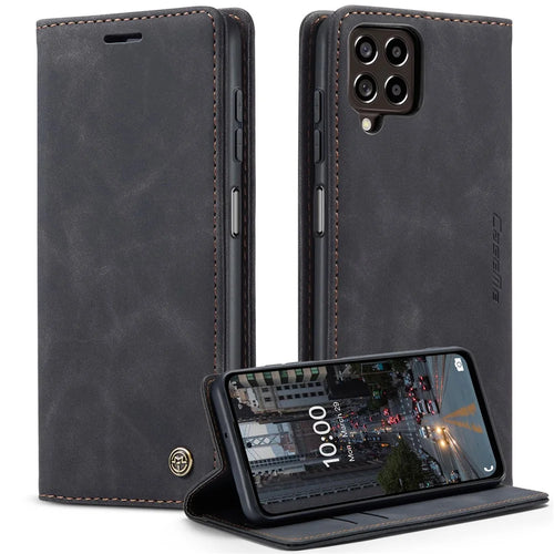 CASEME 013 Series for Samsung Galaxy M53 5G Anti-drop PU Leather Folio Flip Wallet Cover Adjustable Stand Phone Case - Black - 1