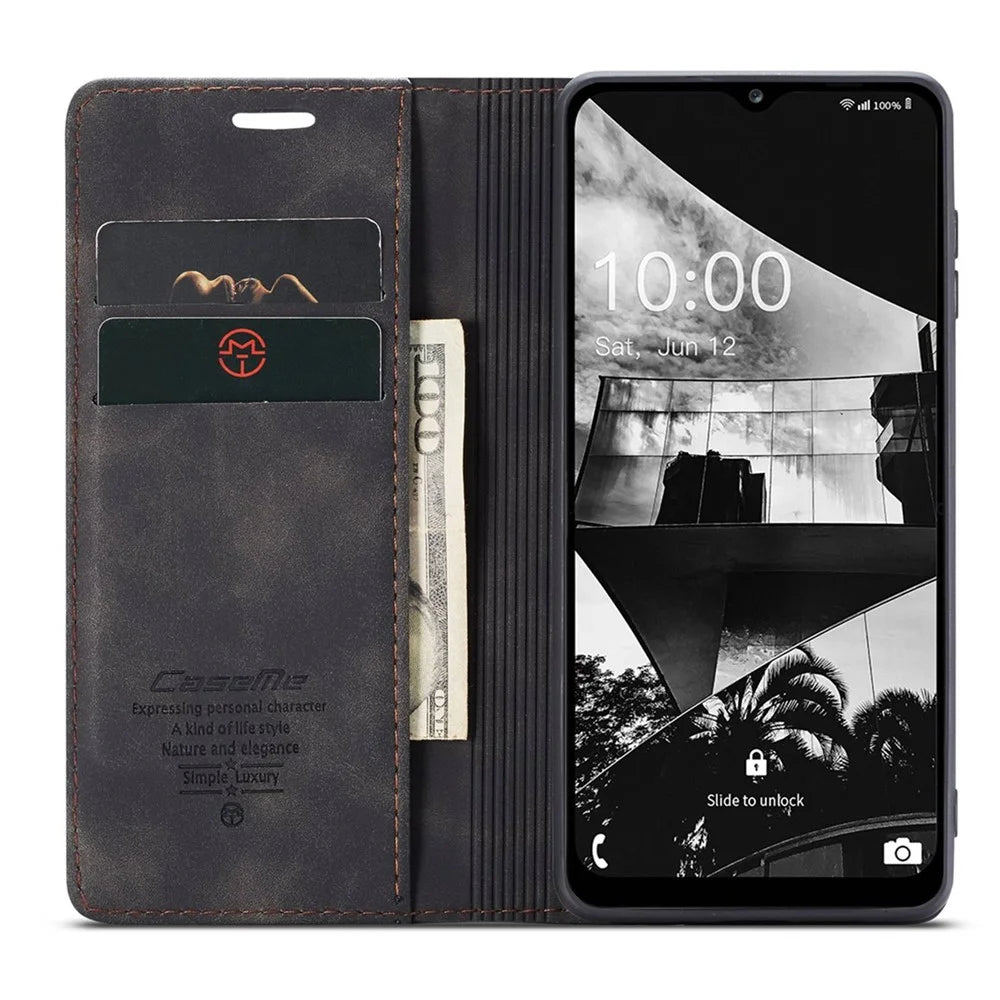 CASEME 013 Series for Samsung Galaxy M53 5G Anti-drop PU Leather Folio Flip Wallet Cover Adjustable Stand Phone Case - Black - 2