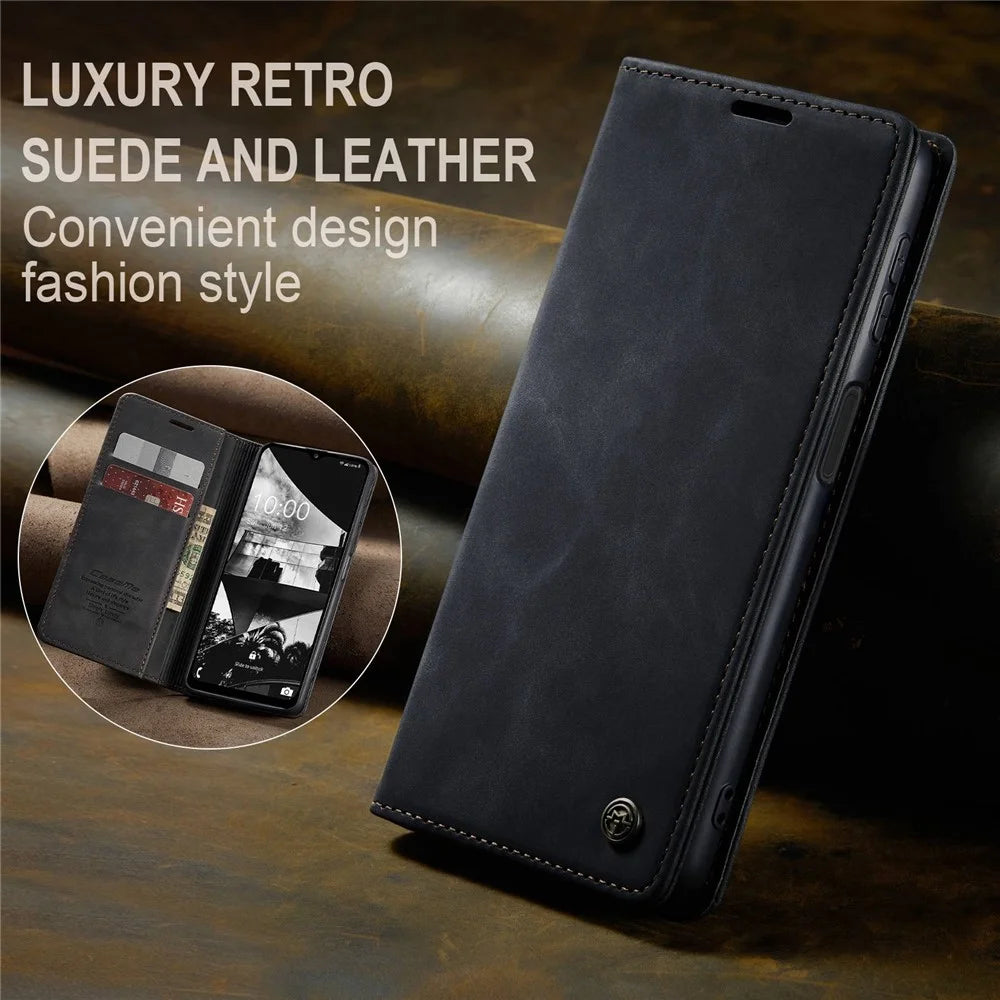 CASEME 013 Series for Samsung Galaxy M53 5G Anti-drop PU Leather Folio Flip Wallet Cover Adjustable Stand Phone Case - Black - 4