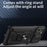 For iPhone 14 Pro 6.1 inch Slide Lens Cover Kickstand PC + TPU Shell Card Holder Shockproof Phone Case - Black - 6
