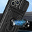 For iPhone 14 Pro 6.1 inch Slide Lens Cover Kickstand PC + TPU Shell Card Holder Shockproof Phone Case - Black - 7