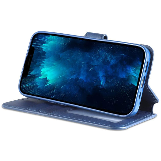 AZNS PU Leather Case for iPhone 14 Pro 6.1 inch, Full Protection Stand Wallet Magnetic Flip Folio Phone Cover - Blue - 2