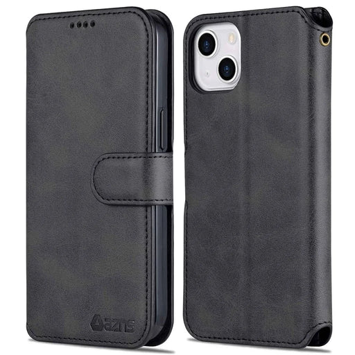 AZNS PU Leather Case for iPhone 14 6.1 inch, Viewing Stand Wallet Magnetic Flip Folio Book Phone Cover - Black - 1
