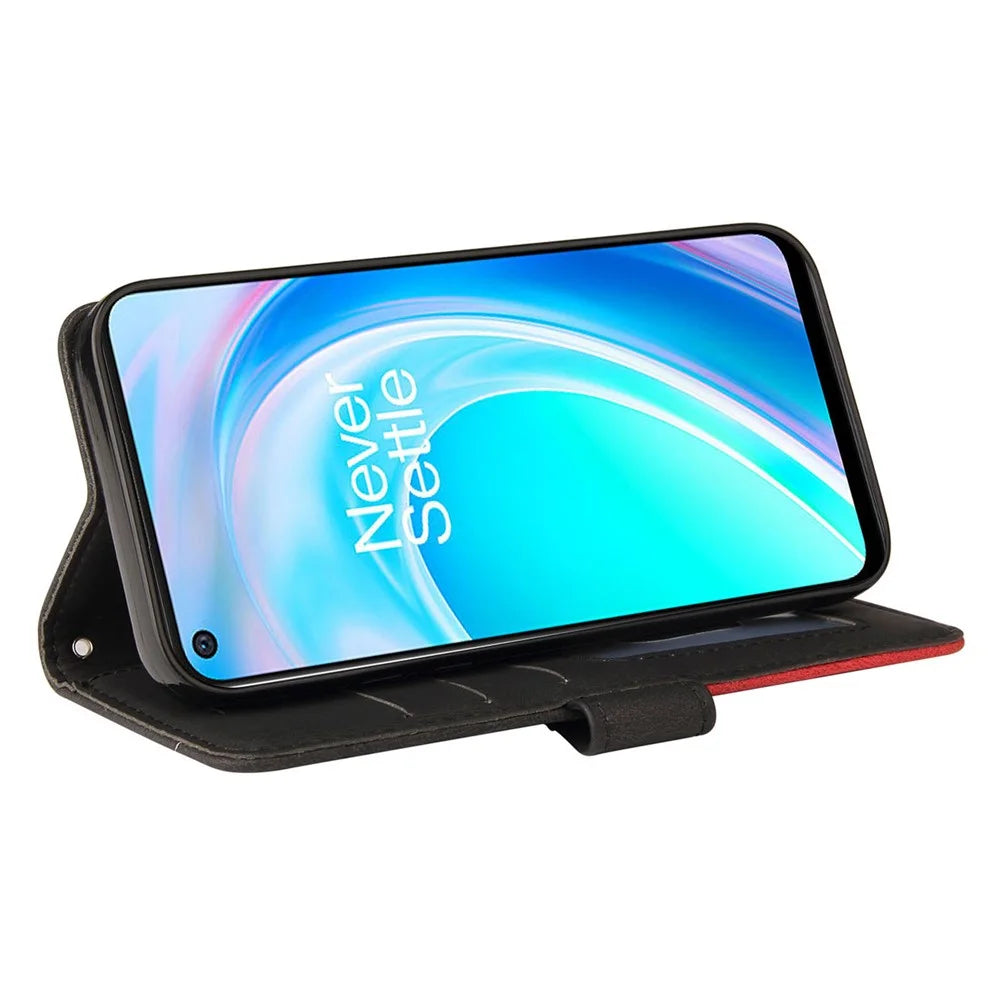For OnePlus Nord CE 2 Lite 5G Leather Case Wallet Stand Color Splicing Phone Cover - Black - 3