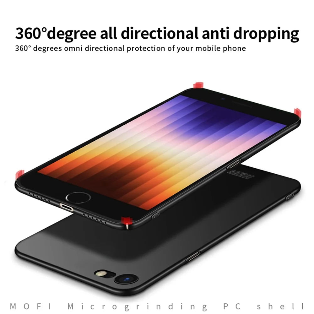 MOFI JK PC Series-1 Shield for iPhone 7/8 4.7inch/SE (2020)/(2022) Matte Hard PC Phone Case Camera Protection Anti-fall Phone Cover with Strap - Black - 7