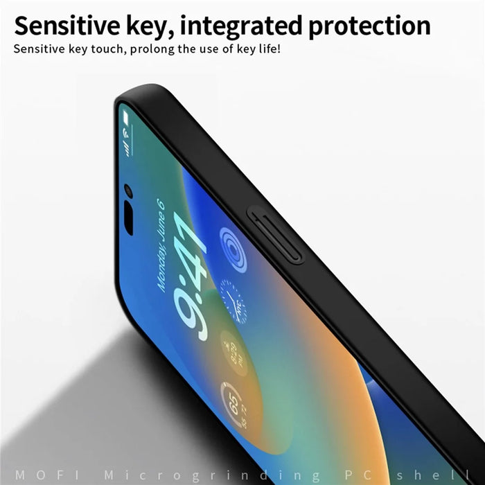 MOFI JK PC Series-1 Shield for iPhone 14 Pro 6.1 inch Scratch Resistant Phone Case Hard PC Matte Anti-drop Mobile Phone Cover with Strap - Black - 4