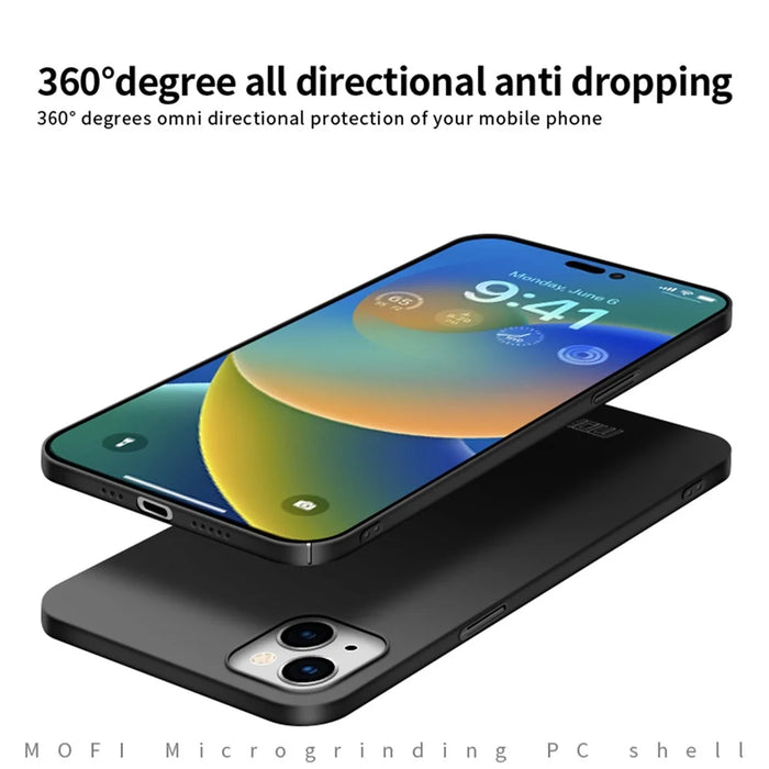 MOFI JK PC Series-1 Shield for iPhone 14 Pro 6.1 inch Scratch Resistant Phone Case Hard PC Matte Anti-drop Mobile Phone Cover with Strap - Black - 7