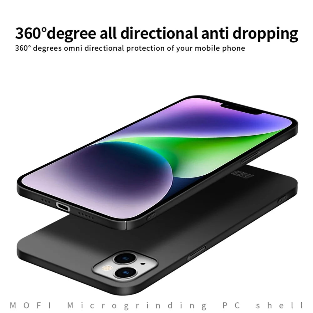 MOFI JK PC Series-1 Shield for iPhone 14 Plus 6.7 inch Matte Phone Case Hard PC Anti-fingerprint Cover with Strap - Blue - 3