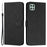 For Samsung Galaxy A22 5G/A22s 5G (EU Version) Skin-touch Feeling Heart Shape Imprinted Hands-free Stand Phone Case PU Leather Wallet Shell with Strap - Black - 1