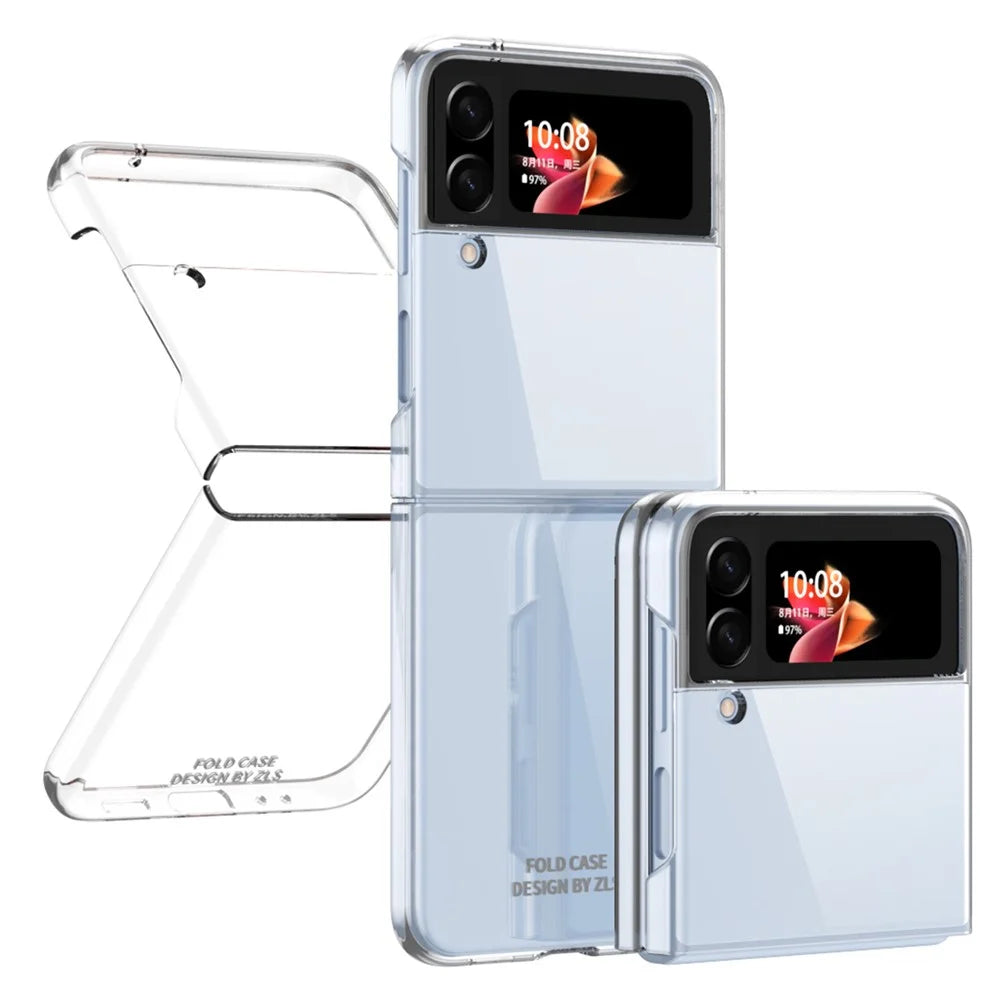 For Samsung Galaxy Z Flip4 5G Transparent PC Precise Cutout Electroplate Phone Case Anti-scratch Cover - Transparent - 1
