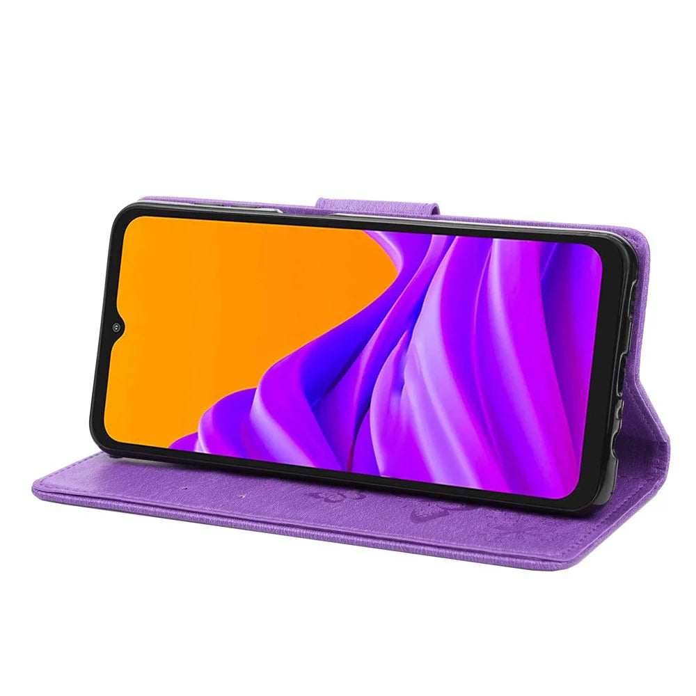 For Samsung Galaxy Xcover Pro 2 5G Butterflies Flower Pattern Imprinting Phone Leather Case Wallet Stand Flip Cover - Purple - 3
