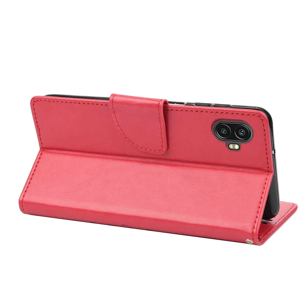 For Samsung Galaxy Xcover Pro 2 5G Imprinting Butterfly Flower PU Leather Stand Case Phone Wallet Cover - Red - 4