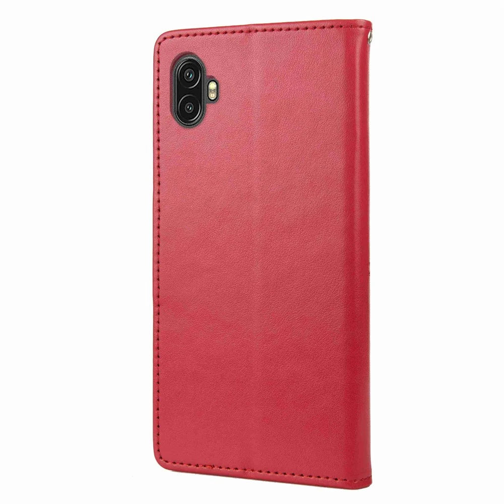 For Samsung Galaxy Xcover Pro 2 5G Imprinting Butterfly Flower PU Leather Stand Case Phone Wallet Cover - Red - 6