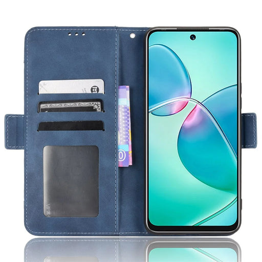 For Infinix Hot 12 Play 4G Case with Multiple Card Slots PU Leather Phone Cover Stand Wallet Case  - Blue - 2