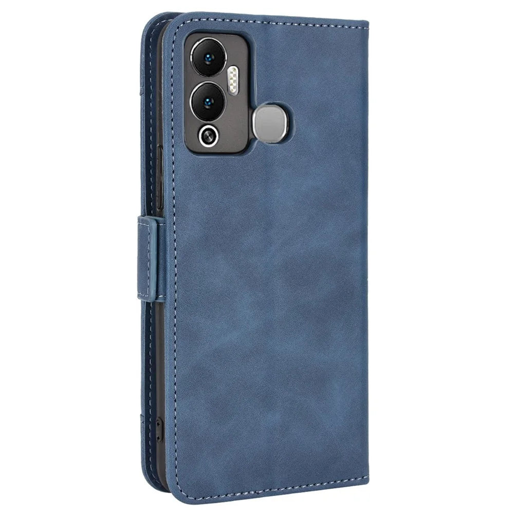 For Infinix Hot 12 Play 4G Case with Multiple Card Slots PU Leather Phone Cover Stand Wallet Case  - Blue - 7