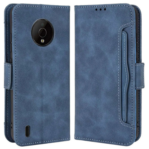 For Nokia C200 4G Multiple Card Slots Phone Full-protection Case Double Magnetic Clasp PU Leather Stand Wallet Cover - Blue - 1