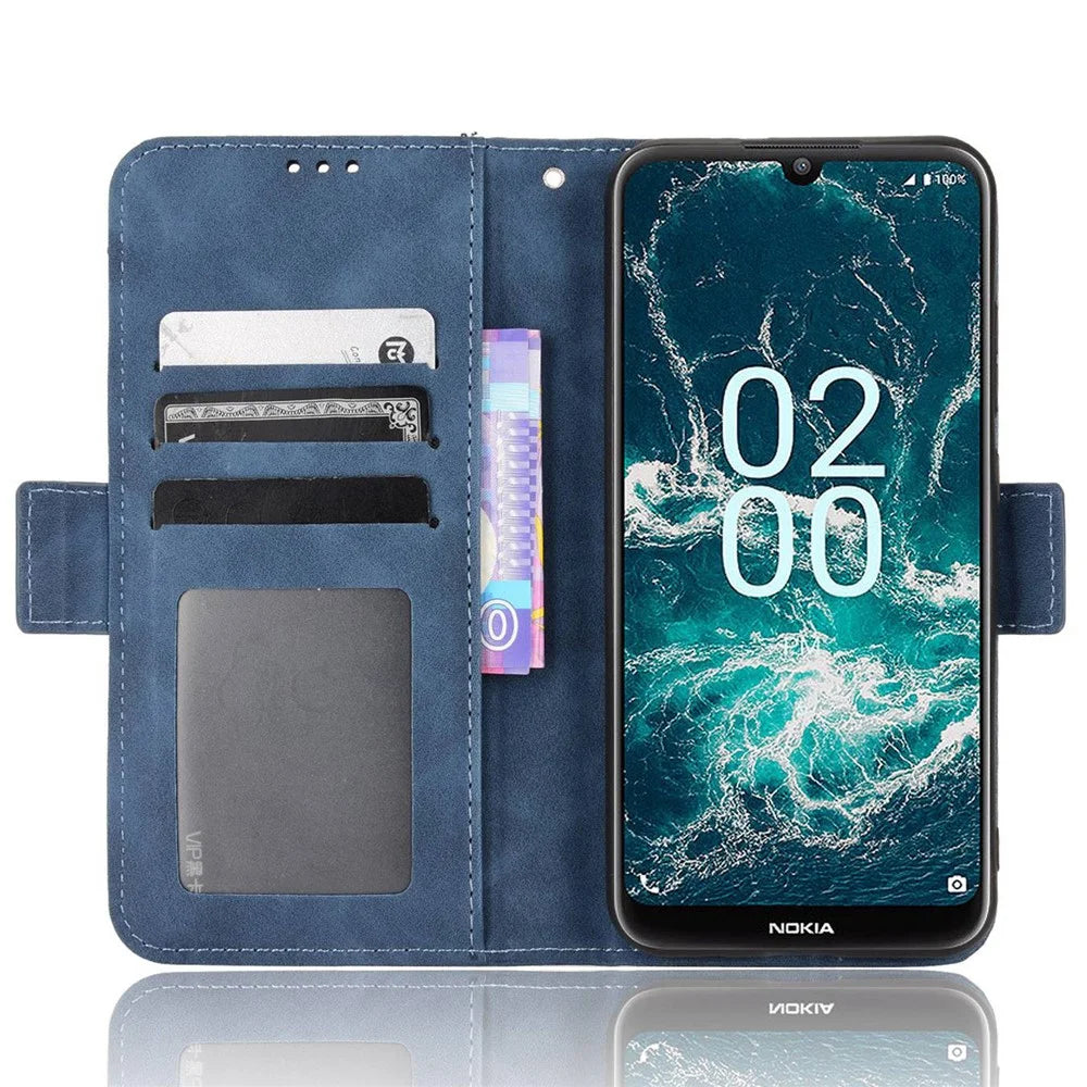 For Nokia C200 4G Multiple Card Slots Phone Full-protection Case Double Magnetic Clasp PU Leather Stand Wallet Cover - Blue - 2