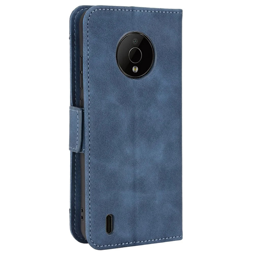 For Nokia C200 4G Multiple Card Slots Phone Full-protection Case Double Magnetic Clasp PU Leather Stand Wallet Cover - Blue - 7