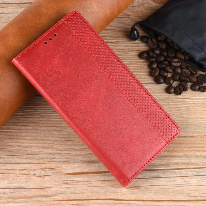 For Nokia C100 4G PU Leather Retro Flip Wallet Case Stand Function Flip Auto Closing Magnetic Cover - Red - 5