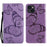 For iPhone 14 Case Solid Color Leather Mobile Cover Wallet Stand with Strap - Purple - 1