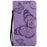 For iPhone 14 Case Solid Color Leather Mobile Cover Wallet Stand with Strap - Purple - 6