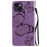 For iPhone 14 Case Solid Color Leather Mobile Cover Wallet Stand with Strap - Purple - 7