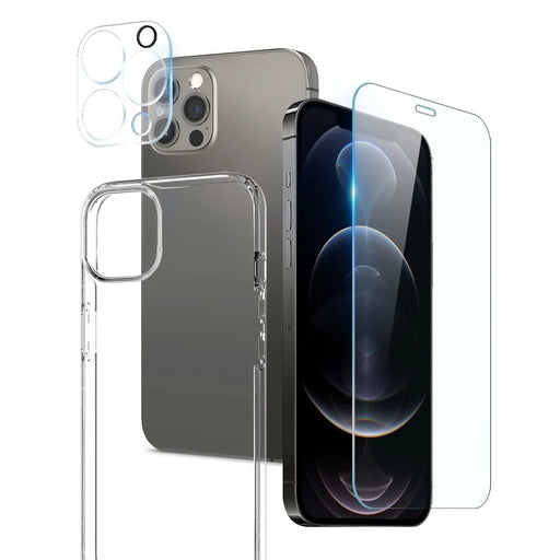 NORTHJO For iPhone 12 Pro 6.1 inch Tempered Glass Screen Protector Back Camera Lens Cover Soft TPU Phone Case - 1