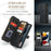 For iPhone 13 Pro Max Phone Cases with Strap CASEME C30 Zipper Multiple Card Holder PU Leather Cover - Black - 6