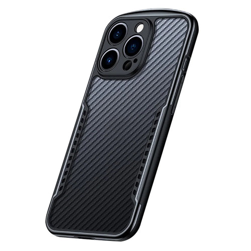 XUNDD Carbon Fiber Texture Phone Case for iPhone 13 Pro 6.1 inch, Reinforced Four Corner Scratch-resistant Matte Shell with Integrated Camera Cover - Black - 1