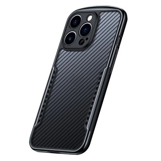 XUNDD Carbon Fiber Texture Phone Case for iPhone 13 Pro 6.1 inch, Reinforced Four Corner Scratch-resistant Matte Shell with Integrated Camera Cover - Black - 1