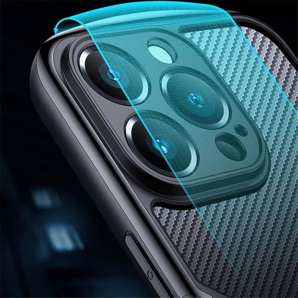 XUNDD for iPhone 13 Pro Max 6.7 inch Anti-drop Matte Phone Case with Camera Protection Carbon Fiber Texture Acrylic + TPU Strengthen Four Corners Back Cover - Black - 3