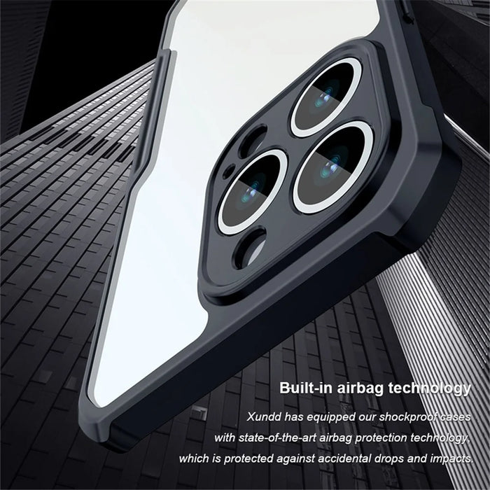 XUNDD For iPhone 13 Pro Max 6.7 inch TPU Bumper Acrylic Back Cover Drop-resistant Airbag Corner Phone Case - Black - 6
