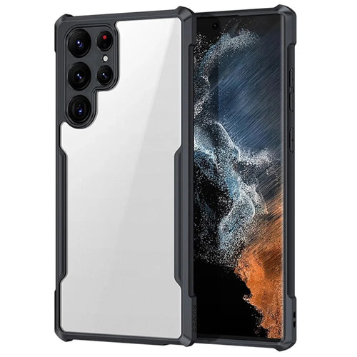 XUNDD for Samsung Galaxy S22 Ultra 5G Precise Cutouts Corner Anti-fall Protective Phone Case Acrylic Back + TPU Bumper Frame Phone Shell - 1