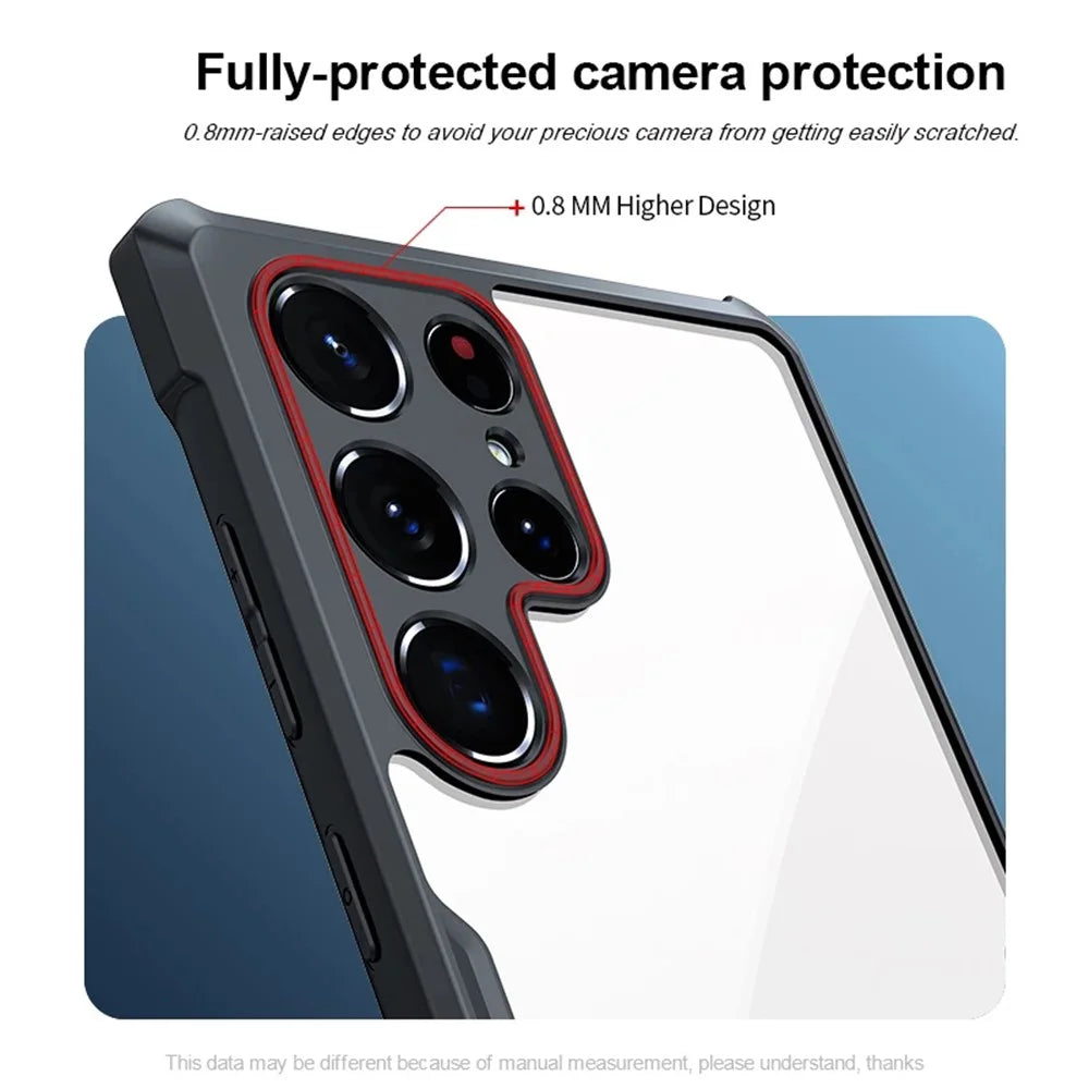 XUNDD for Samsung Galaxy S22 Ultra 5G Precise Cutouts Corner Anti-fall Protective Phone Case Acrylic Back + TPU Bumper Frame Phone Shell - 3