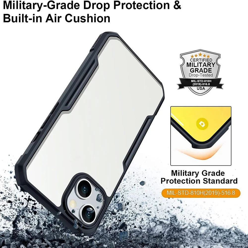 XUNDD for iPhone 13 6.1 inch Scratch-resistant Anti-fall Precise Cutouts Soft Phone Cover Acrylic + TPU Airbag Anti-drop Case - Black - 7
