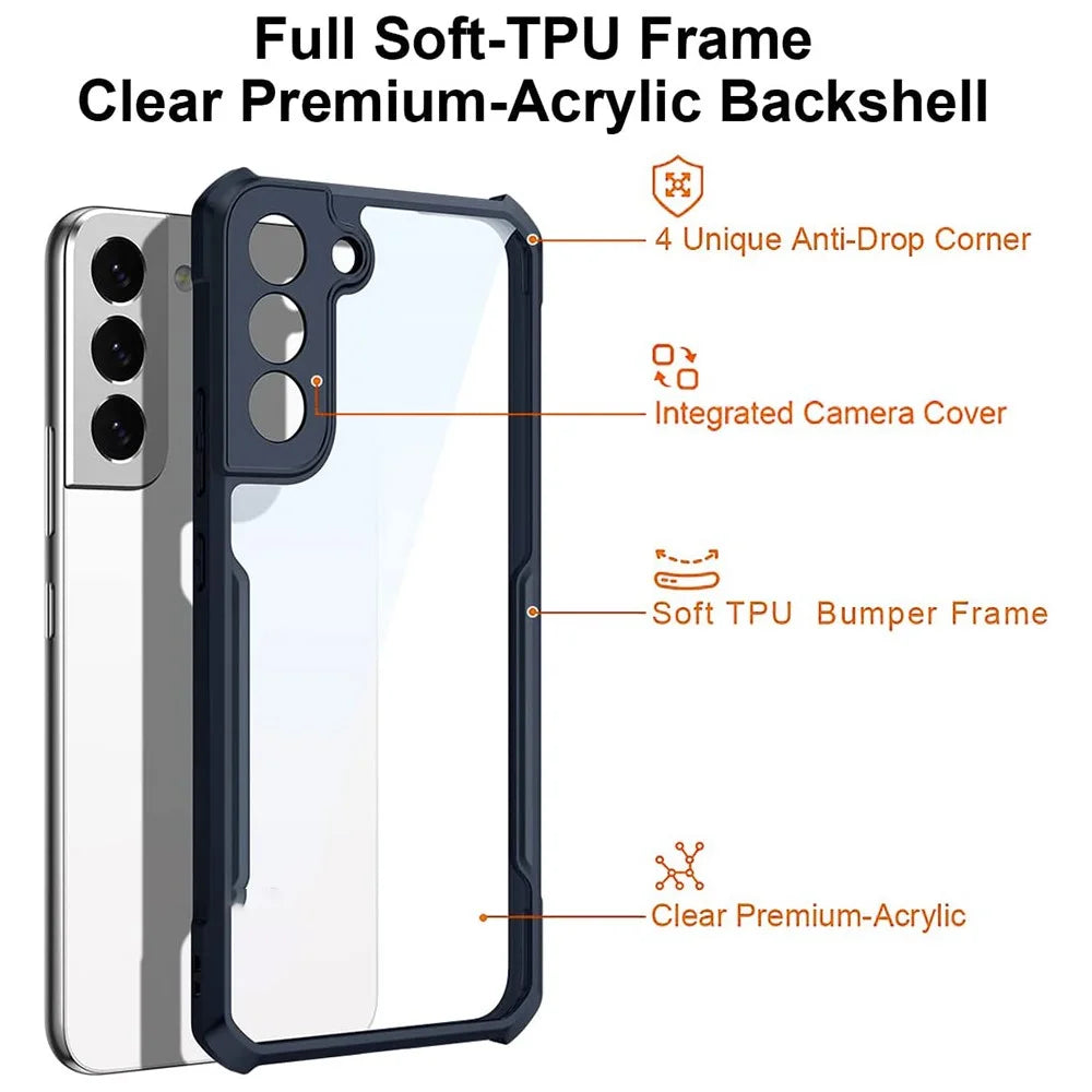 XUNDD for Samsung Galaxy S22+ 5G Lens Protection Corner Anti-fall Phone Case Acrylic Back + TPU Bumper Frame Protective Phone Shell - 3