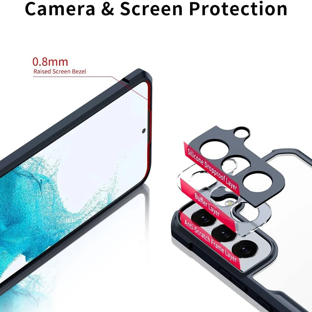 XUNDD for Samsung Galaxy S22 5G Corner Anti-fall Anti-scratch Phone Case Acrylic Back + TPU Bumper Frame Lens Protection Phone Cover - 4