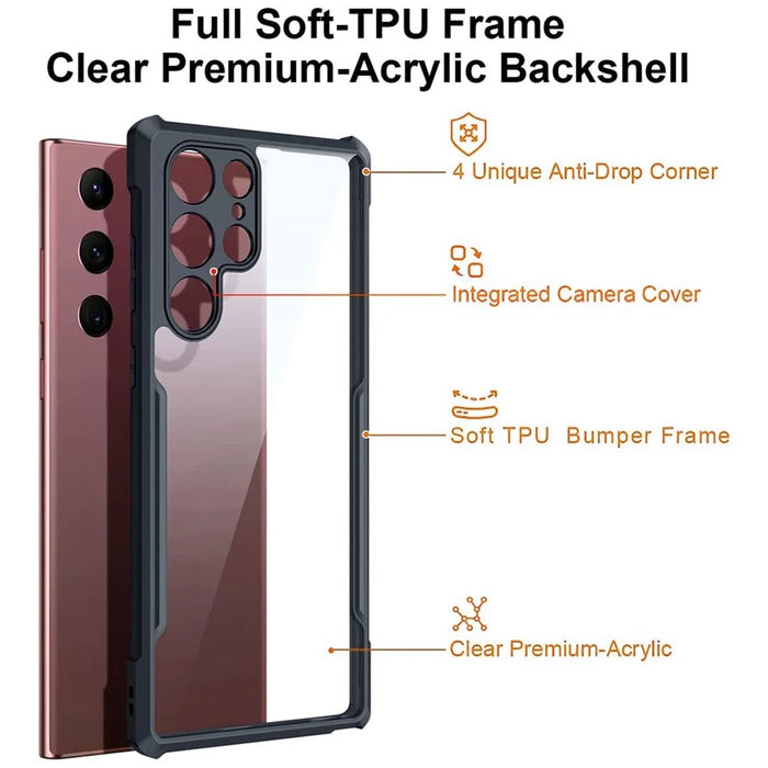 XUNDD for Samsung Galaxy S21 Ultra 5G Airbag Anti-drop Phone Case Acrylic Back + TPU Bumper Frame Precise Cutouts Phone Shell - 5