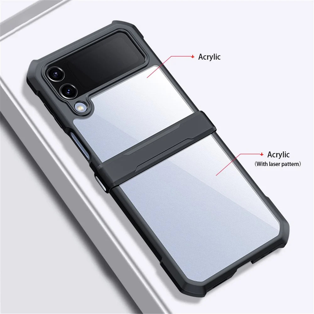XUNDD For Samsung Galaxy Z Flip4 5G Airbag Phone Case Acrylic + TPU Cover with Protective Bar - 2