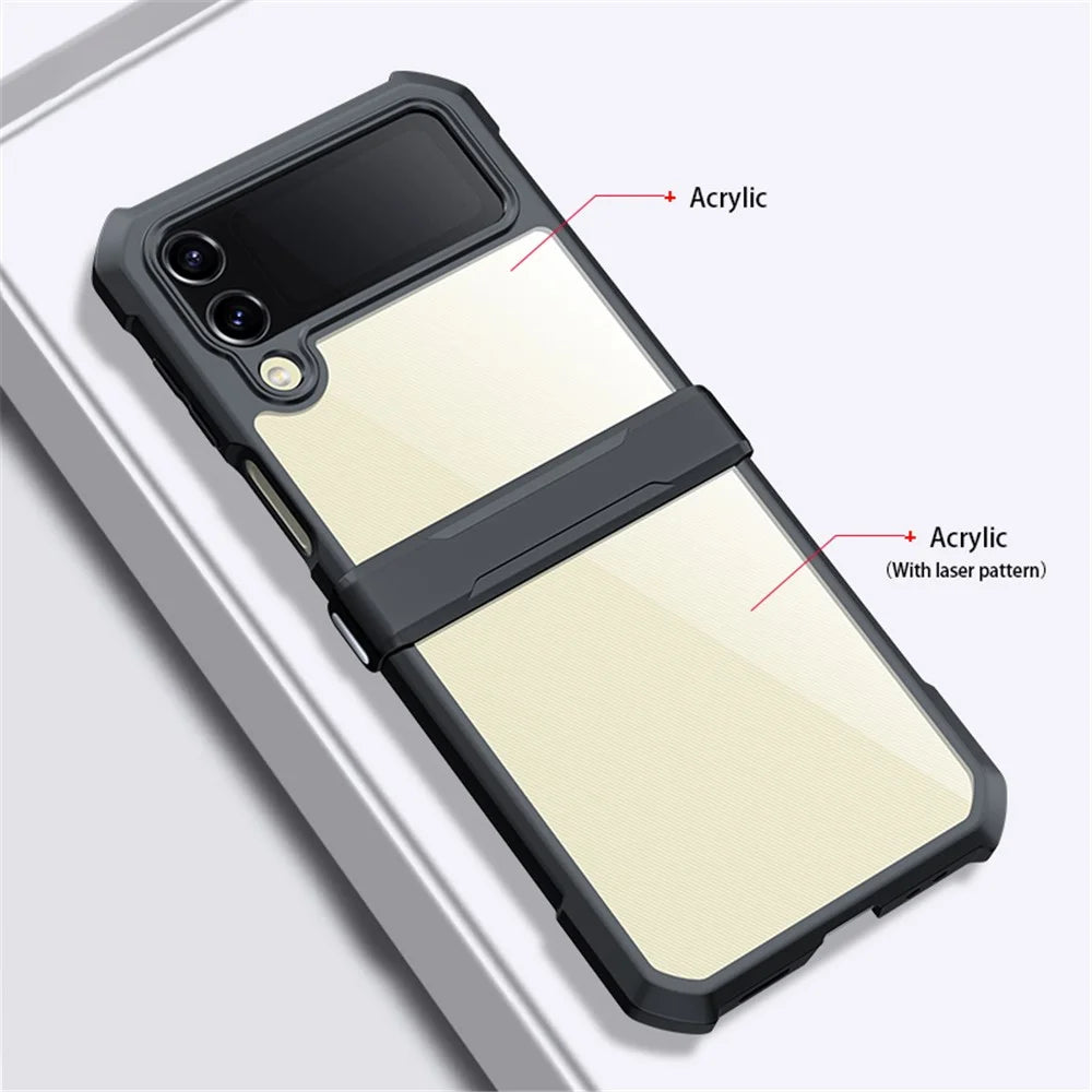 XUNDD For Samsung Galaxy Z Flip3 5G Phone Case Acrylic + TPU Reinforced Corner Shockproof Cover with Protective Bar - 2