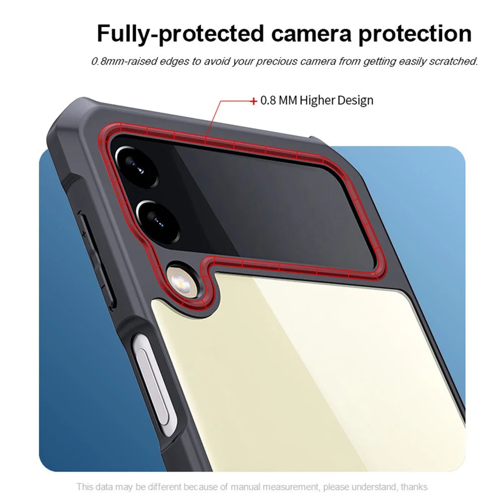XUNDD For Samsung Galaxy Z Flip3 5G Phone Case Acrylic + TPU Reinforced Corner Shockproof Cover with Protective Bar - 4
