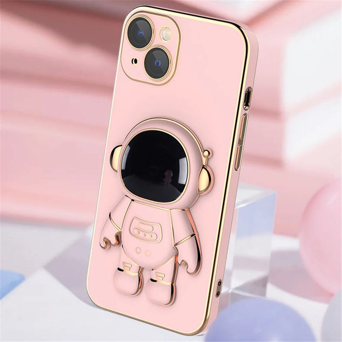 Astronaut Kickstand Phone Case for iPhone 13 mini 5.4 inch, Anti-scratch Electroplating TPU Back Cover - Pink - 2
