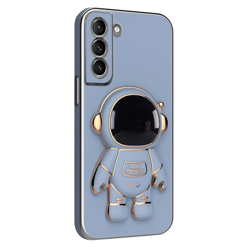 For Samsung Galaxy S22 5G Electroplating Astronaut Kickstand TPU Case Anti-drop Phone Shell - Blue - 1