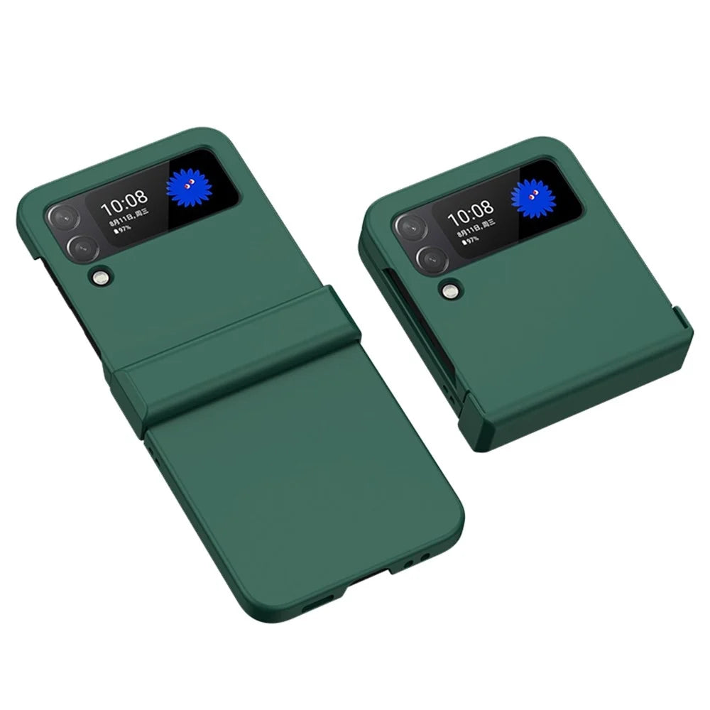 Hard PC Skin-touch Case for Samsung Galaxy Z Flip4 5G, Hinge Protection Large Cutout Anti-scratch Phone Cover - Dark Green - 1