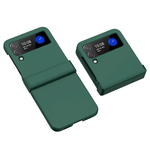 Hard PC Skin-touch Case for Samsung Galaxy Z Flip4 5G, Hinge Protection Large Cutout Anti-scratch Phone Cover - Dark Green - 1